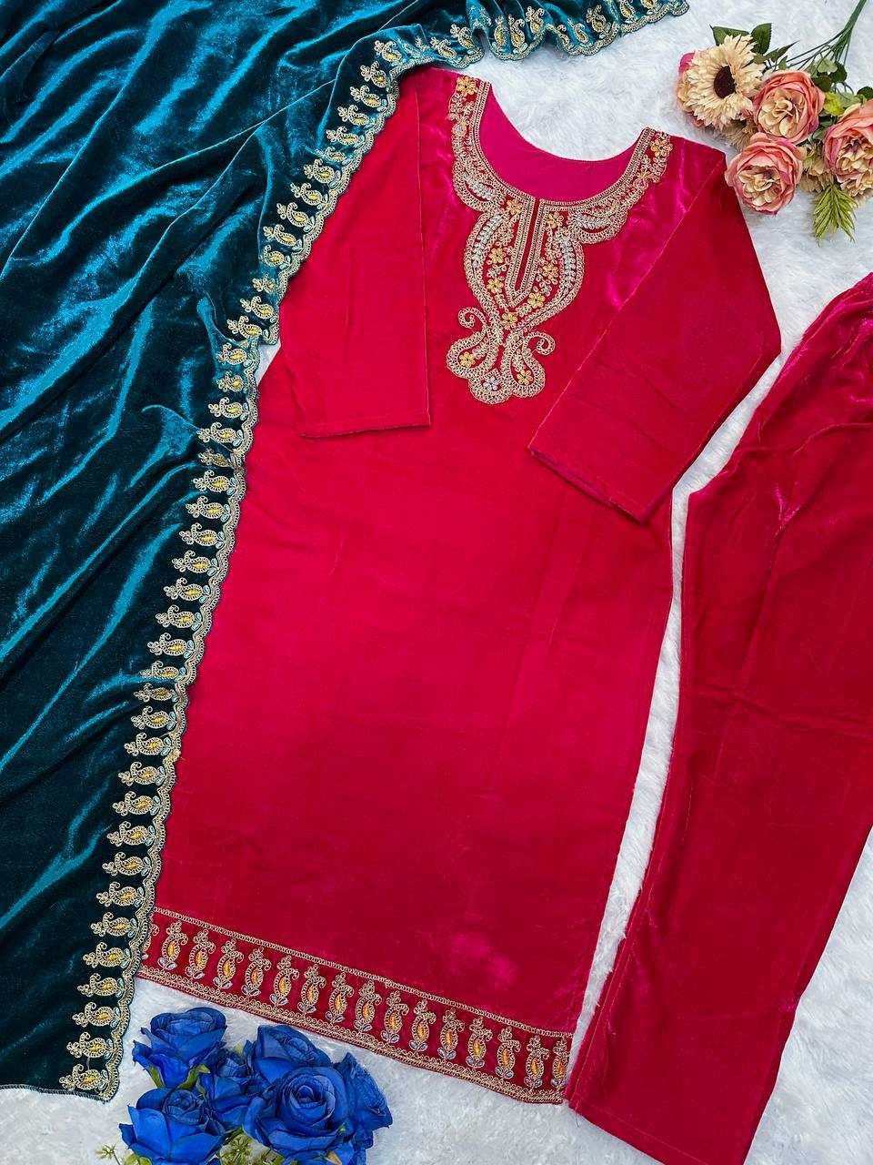 YNF VELEVT KESH147 234 SUITS & DRESSES WHOLESALE VELVET PARTY WEAR EMBROIDERY SUITS MANUFACTURE- Kapda Export