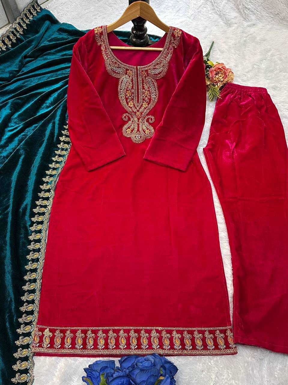 YNF VELEVT KESH147 234 SUITS & DRESSES WHOLESALE VELVET PARTY WEAR EMBROIDERY SUITS MANUFACTURE- Kapda Export