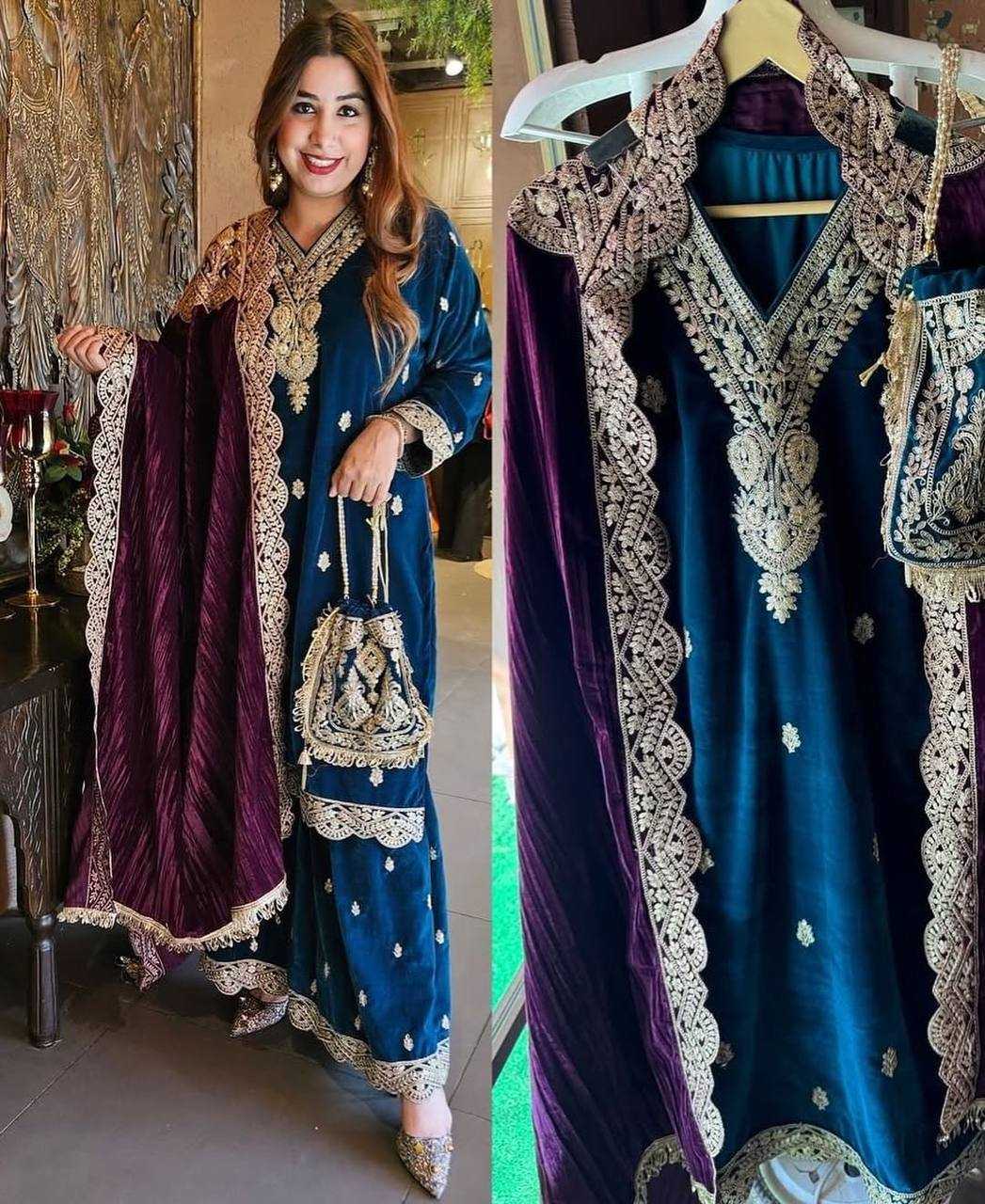 YNF VELVET KESH123 5212 SUITS & DRESSES WHOLESALE EMBROIDEREY WEDDING SHARARA SALWAR VELVET SUITS MANUFACTURE- Kapda Export