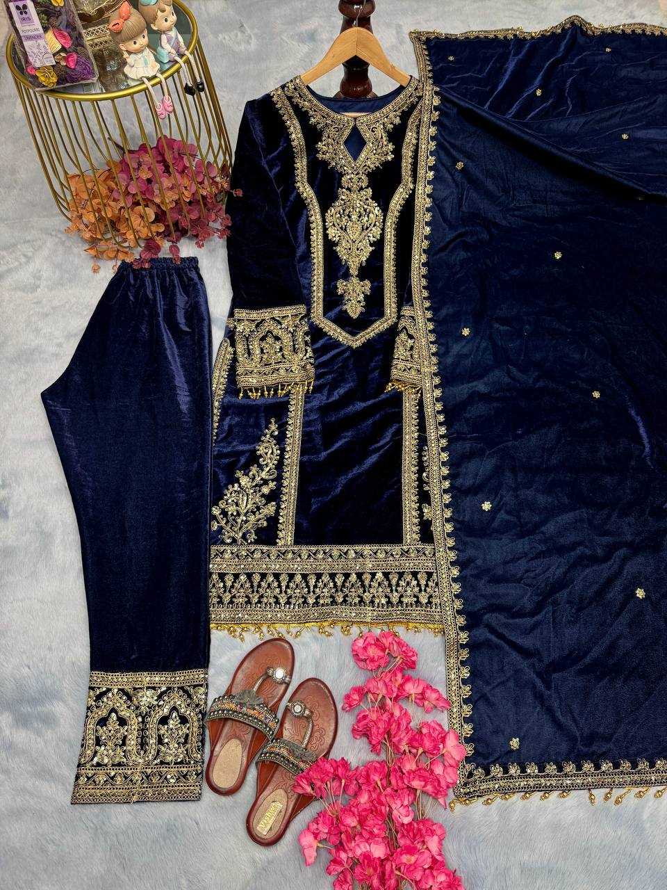 YNF VELVET KESH141 1072 SUITS & DRESSES WHOLESALE PARTY WEAR PAKISTANI EMBROIDERY VELVET EID COLLECTIONS SUITS MANUFACTURE- Kapda Export