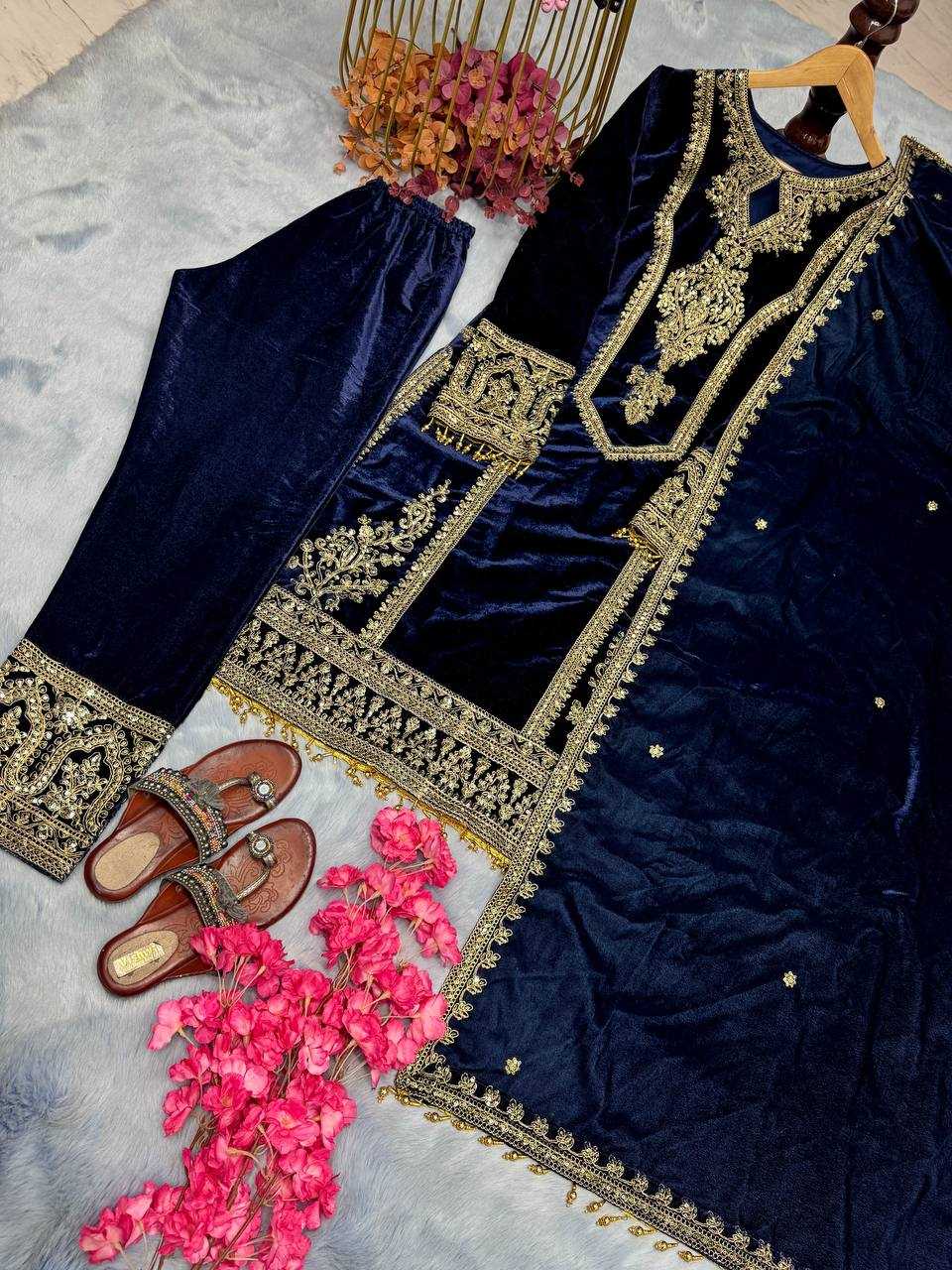 YNF VELVET KESH141 1072 SUITS & DRESSES WHOLESALE PARTY WEAR PAKISTANI EMBROIDERY VELVET EID COLLECTIONS SUITS MANUFACTURE- Kapda Export