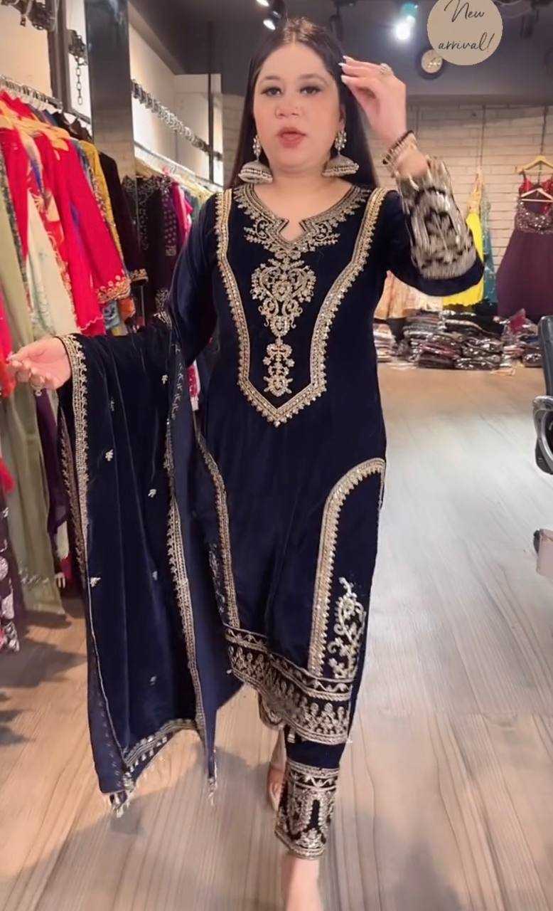 YNF VELVET KESH141 1072 SUITS & DRESSES WHOLESALE PARTY WEAR PAKISTANI EMBROIDERY VELVET EID COLLECTIONS SUITS MANUFACTURE- Kapda Export