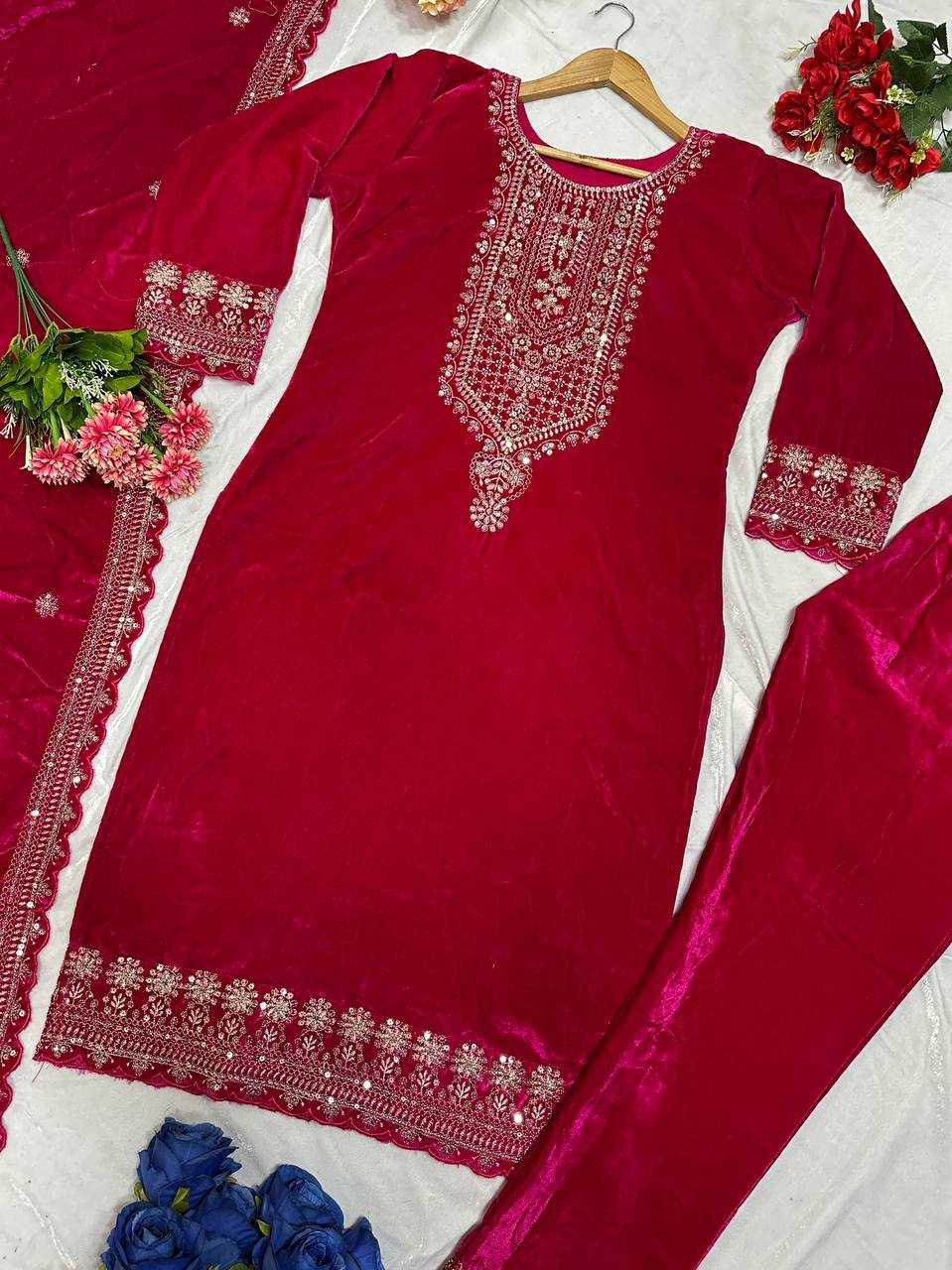 YNF VELVET KESH147 231 SUITS & DRESSES WHOLESALE EMBROPIDERY VELVET PARTY WEAR BLACK SUITS MANUFACTURE- Kapda Export