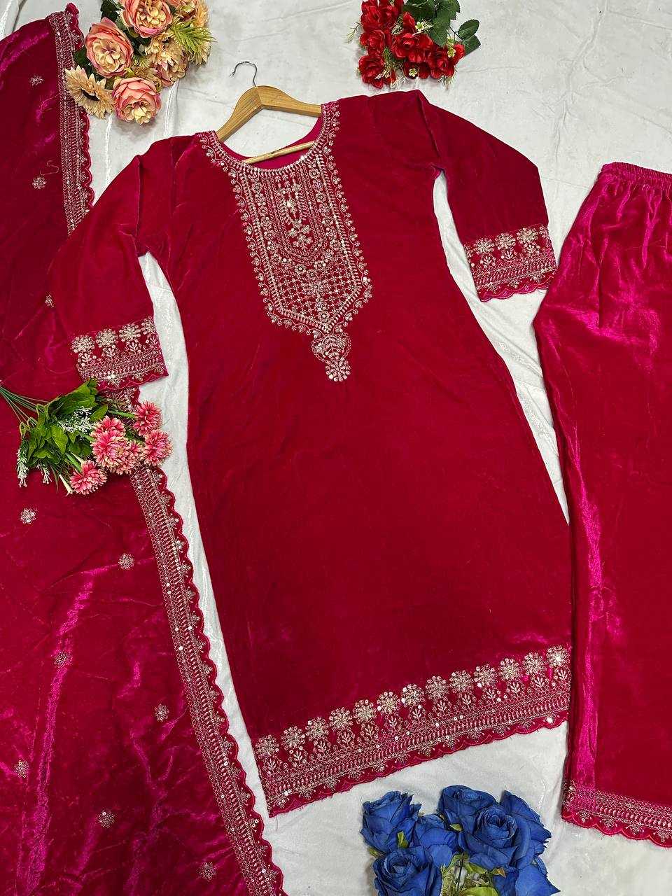 YNF VELVET KESH147 231 SUITS & DRESSES WHOLESALE EMBROPIDERY VELVET PARTY WEAR BLACK SUITS MANUFACTURE- Kapda Export