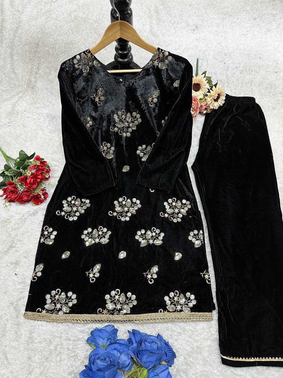 YNF VELVET KESH148 052 KURTIS WHOLESALE PARTY WEAR KURTI WITH BOTTOM EMBROIDERED KURTIS MANUFACTURER- Kapda Export