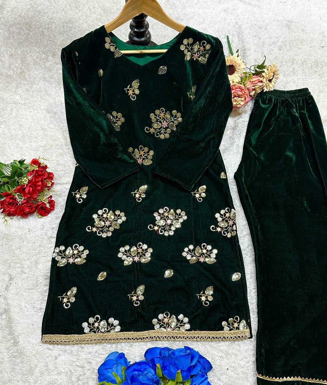 YNF VELVET KESH148 052 KURTIS WHOLESALE PARTY WEAR KURTI WITH BOTTOM EMBROIDERED KURTIS MANUFACTURER- Kapda Export