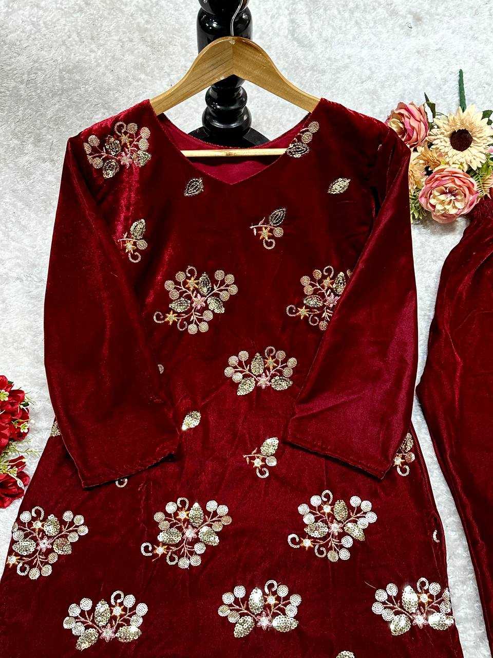 YNF VELVET KESH148 052 KURTIS WHOLESALE PARTY WEAR KURTI WITH BOTTOM EMBROIDERED KURTIS MANUFACTURER- Kapda Export