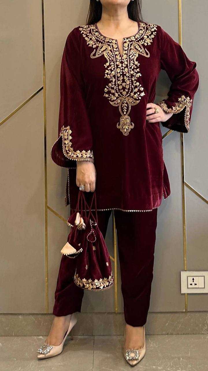 YNF VELVET KESH149 1156 KURTIS WHOLESALE PARTY WEAR KURTI WITH BOTTOM EMBROIDERED PARTY WEAR KURTIS MANUFACTURER- Kapda Export