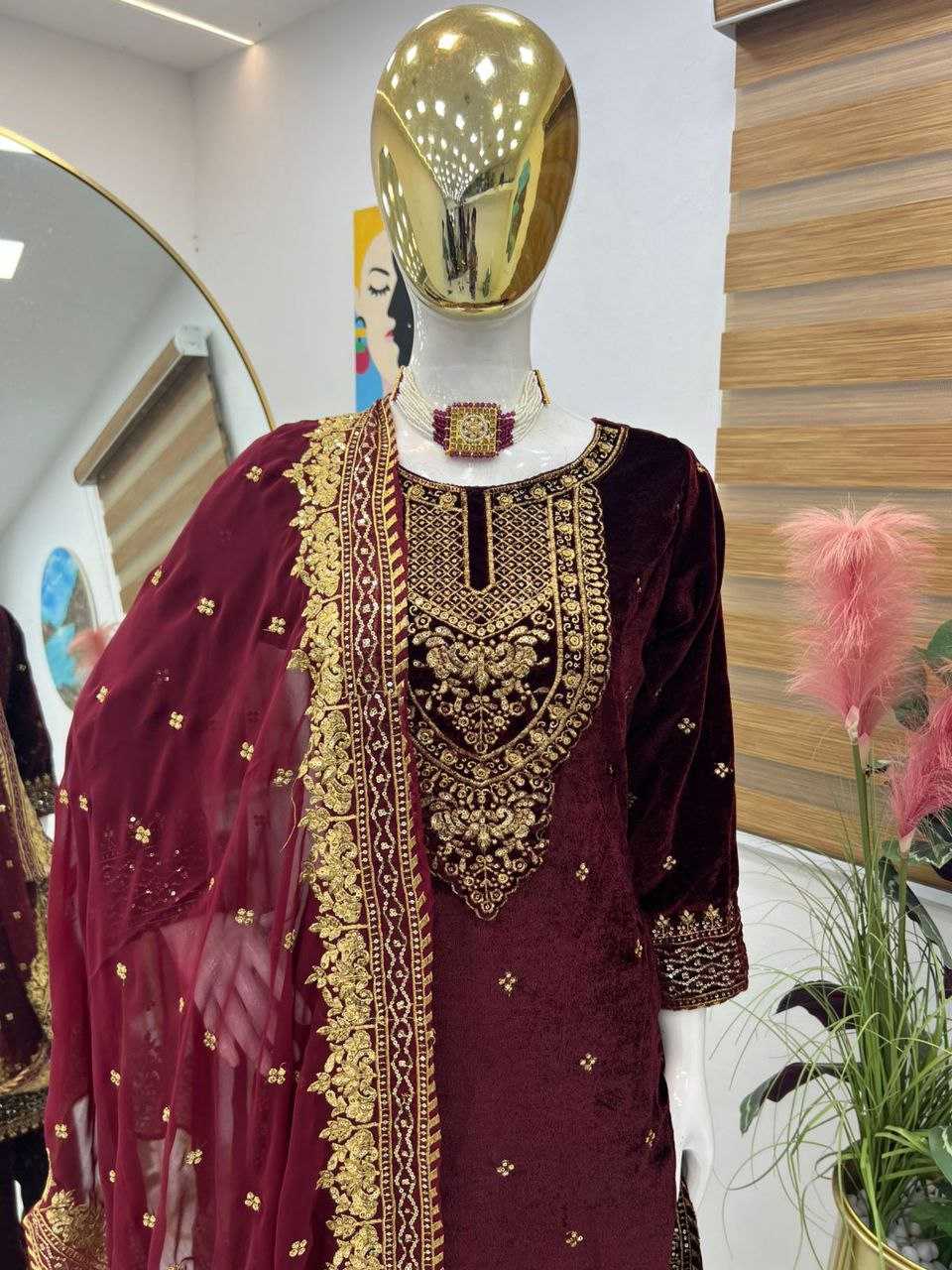 YNF VELVET KESH158 6002 SUITS & DRESSES WHOLESALE EMBROPIDERY VELVET PARTY WEAR LONG KURTI SUITS MANUFACTURE- Kapda Export