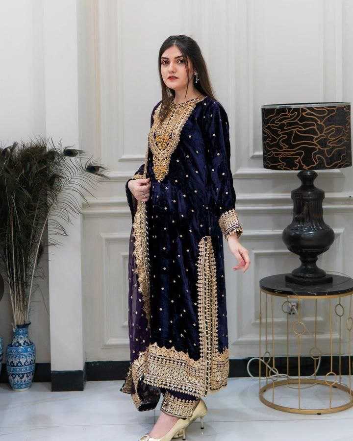 YNF VELVET KESH158 6002 SUITS & DRESSES WHOLESALE EMBROPIDERY VELVET PARTY WEAR LONG KURTI SUITS MANUFACTURE- Kapda Export