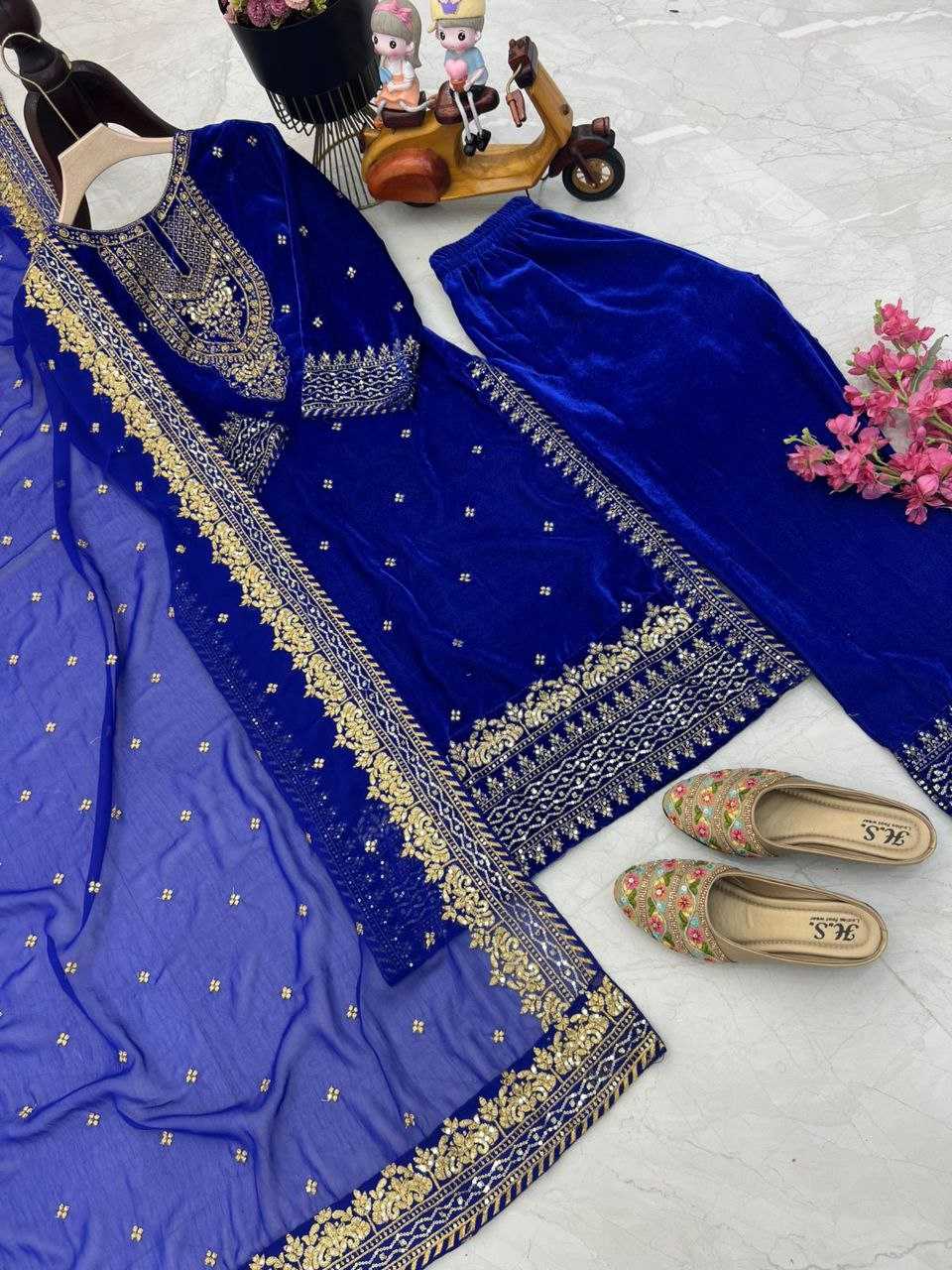 YNF VELVET KESH158 6002 SUITS & DRESSES WHOLESALE EMBROPIDERY VELVET PARTY WEAR LONG KURTI SUITS MANUFACTURE- Kapda Export