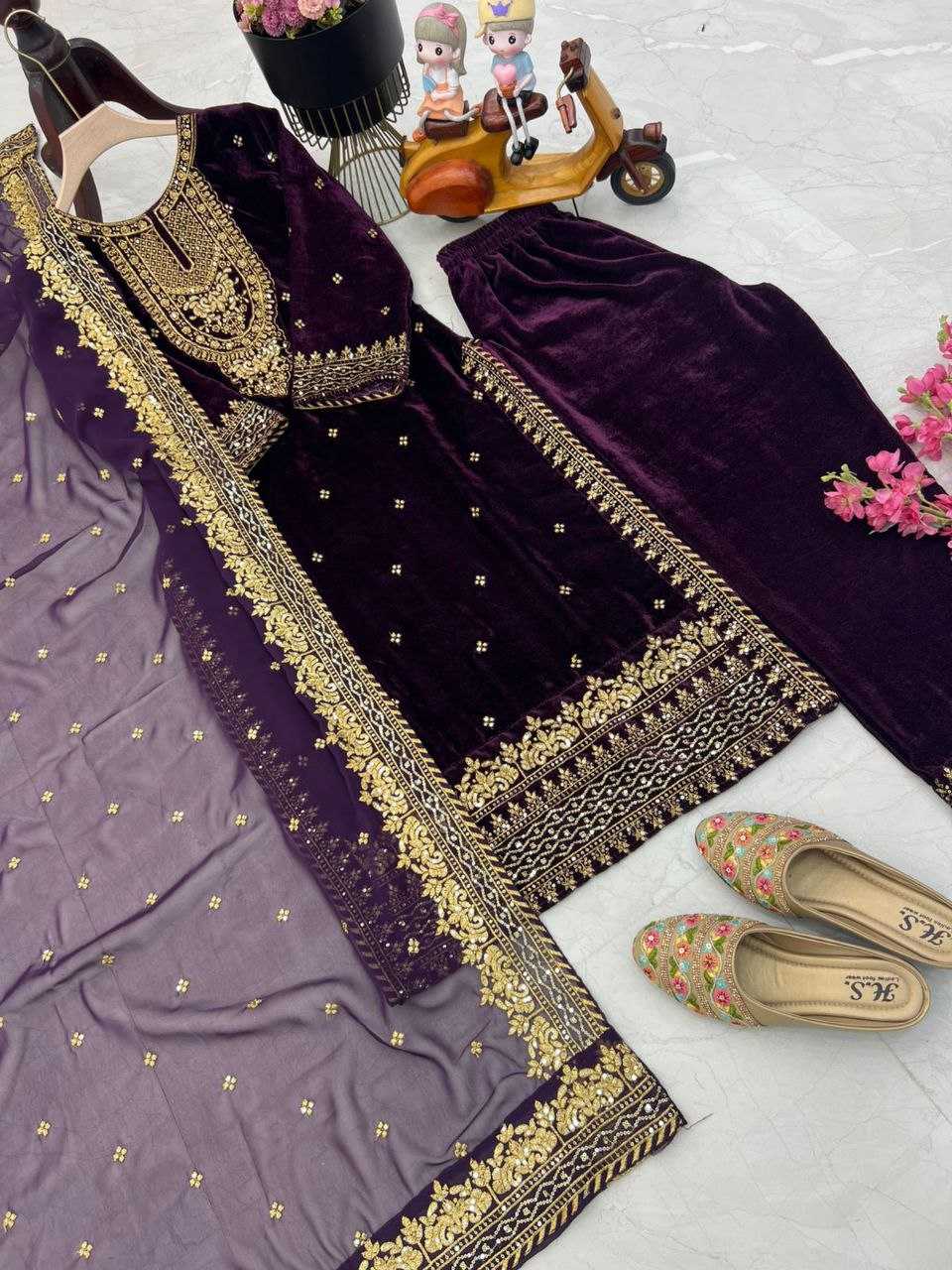 YNF VELVET KESH158 6002 SUITS & DRESSES WHOLESALE EMBROPIDERY VELVET PARTY WEAR LONG KURTI SUITS MANUFACTURE- Kapda Export