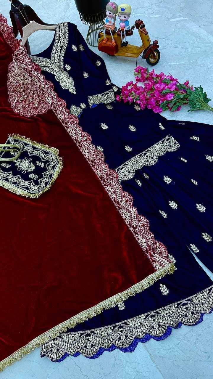 YNF VELVET KESH158 9001 SUITS & DRAESSES WHOLESALE EMBROIDEREY WEDDING SHARARA SALWAR VELVET SUITS MANUFACTURE- Kapda Export