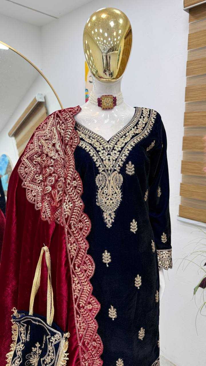 YNF VELVET KESH158 9001 SUITS & DRAESSES WHOLESALE EMBROIDEREY WEDDING SHARARA SALWAR VELVET SUITS MANUFACTURE- Kapda Export