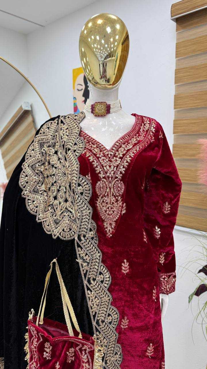 YNF VELVET KESH158 9001 SUITS & DRAESSES WHOLESALE EMBROIDEREY WEDDING SHARARA SALWAR VELVET SUITS MANUFACTURE- Kapda Export