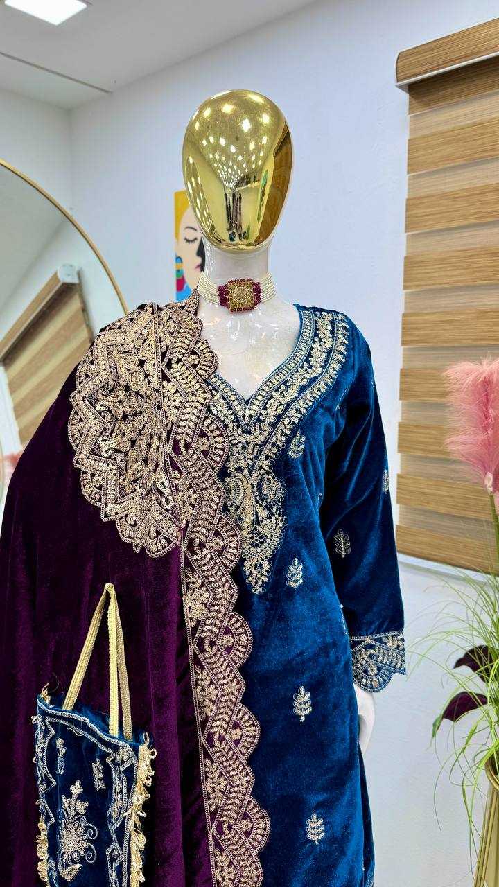 YNF VELVET KESH158 9001 SUITS & DRAESSES WHOLESALE EMBROIDEREY WEDDING SHARARA SALWAR VELVET SUITS MANUFACTURE- Kapda Export