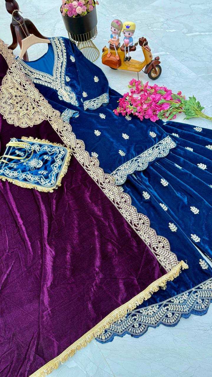 YNF VELVET KESH158 9001 SUITS & DRAESSES WHOLESALE EMBROIDEREY WEDDING SHARARA SALWAR VELVET SUITS MANUFACTURE- Kapda Export