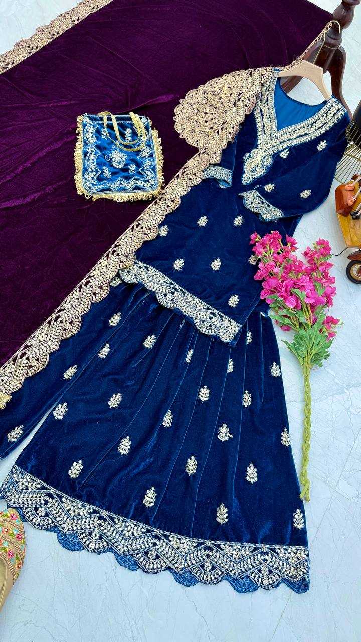 YNF VELVET KESH158 9001 SUITS & DRAESSES WHOLESALE EMBROIDEREY WEDDING SHARARA SALWAR VELVET SUITS MANUFACTURE- Kapda Export