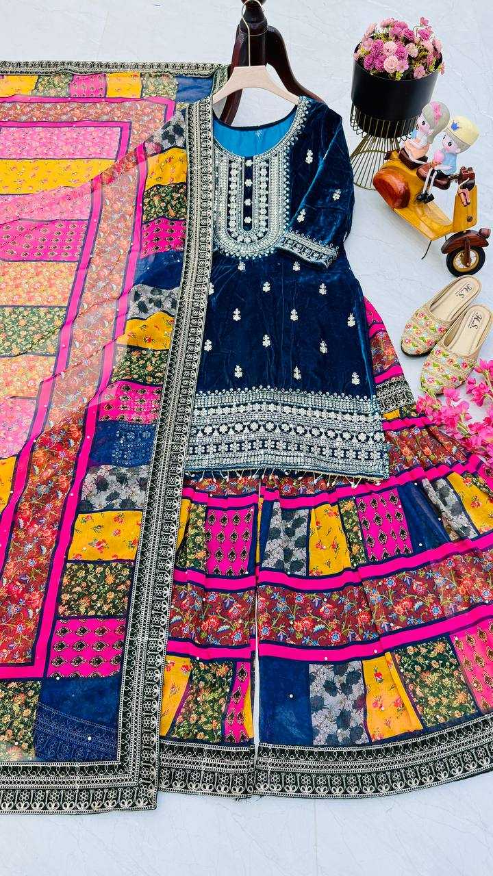 YNF VELVET KESH158 9002 SUITS & DRESSES WHOLESALE EMBROIDEREY WEDDING SHARARA SALWAR VELVET SUITS MANUFACTURE- Kapda Export