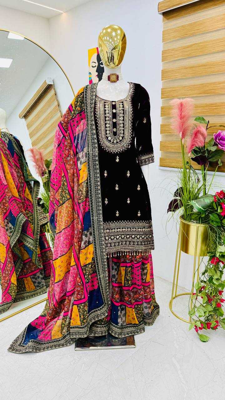 YNF VELVET KESH158 9002 SUITS & DRESSES WHOLESALE EMBROIDEREY WEDDING SHARARA SALWAR VELVET SUITS MANUFACTURE- Kapda Export