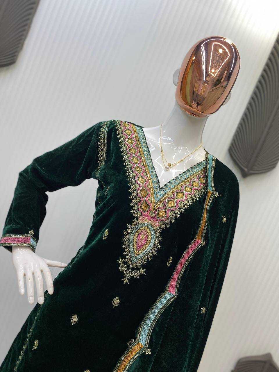 YNF VELVET RIN1411894A SUITS & DRESSES WHOLESAL PAKISTANI EMBROIDERY VELVET EID COLLECTIONS SUITS MANUFACTURE- Kapda Export