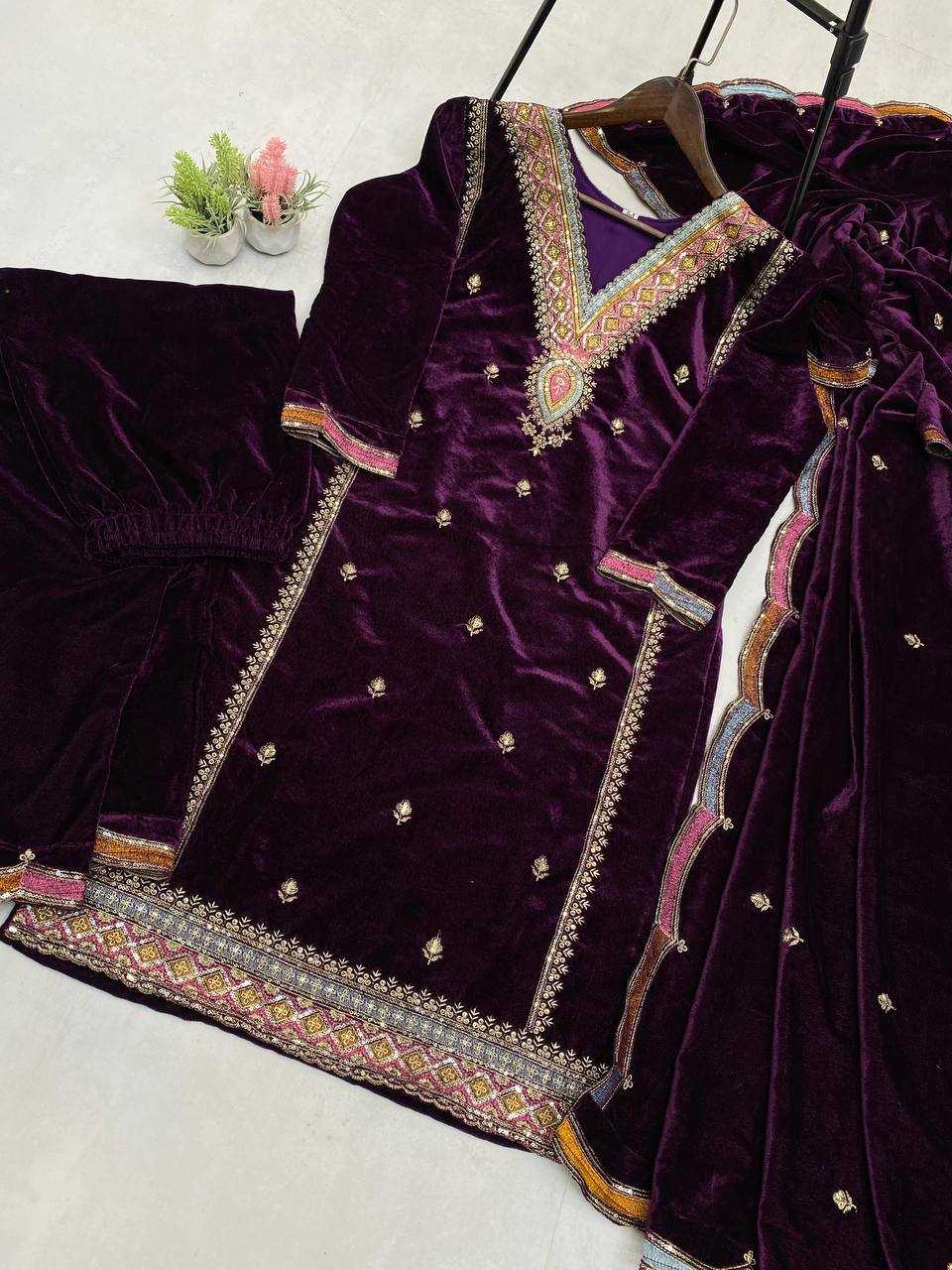 YNF VELVET RIN1411894A SUITS & DRESSES WHOLESAL PAKISTANI EMBROIDERY VELVET EID COLLECTIONS SUITS MANUFACTURE- Kapda Export