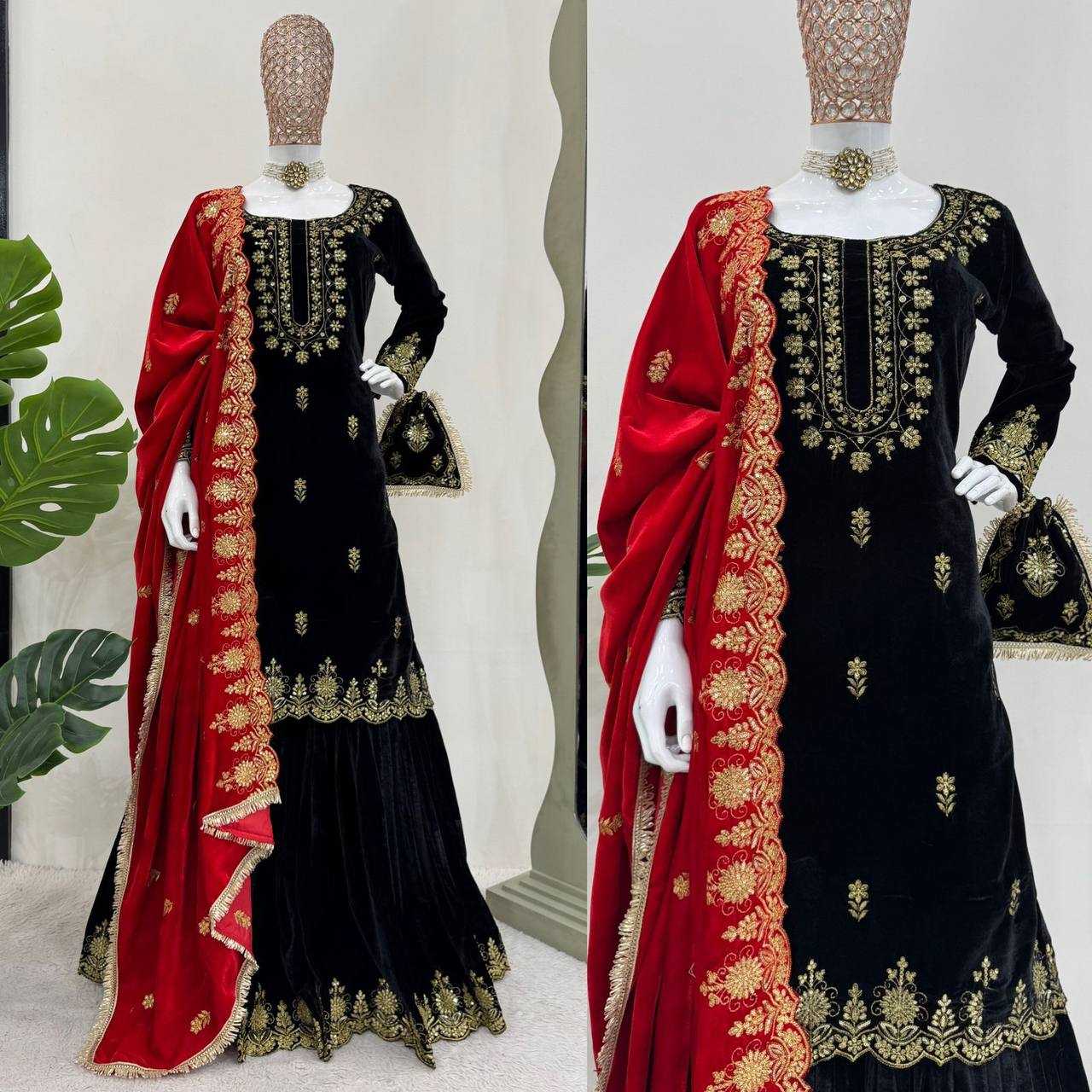 YNF VELVET RIN169 5778 SUITS & DRESSES WHOLESALE EMBROIDEREY WEDDING SHARARA SALWAR VELVET SUITS MANUFACTURE- Kapda Export