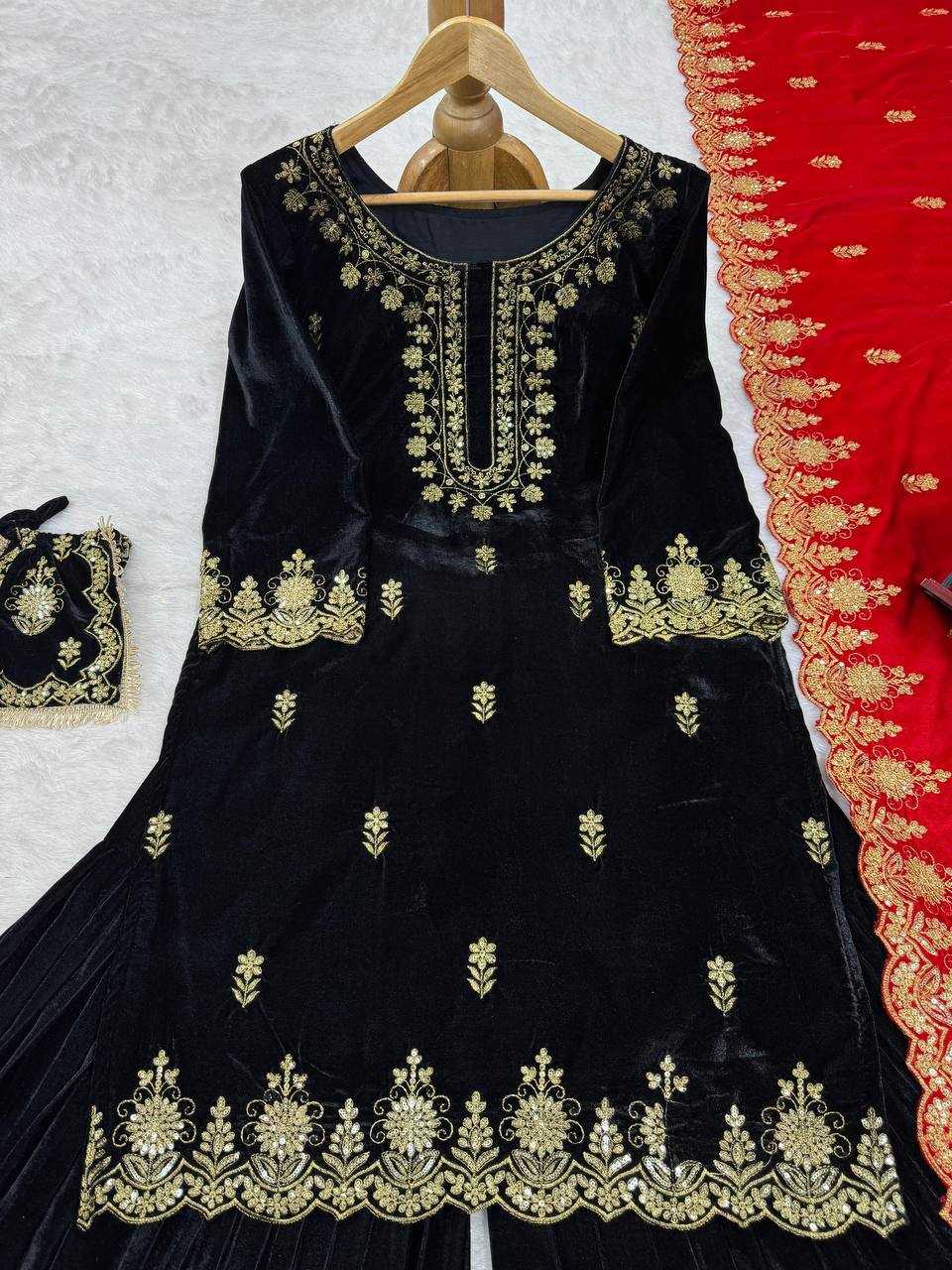 YNF VELVET RIN169 5778 SUITS & DRESSES WHOLESALE EMBROIDEREY WEDDING SHARARA SALWAR VELVET SUITS MANUFACTURE- Kapda Export