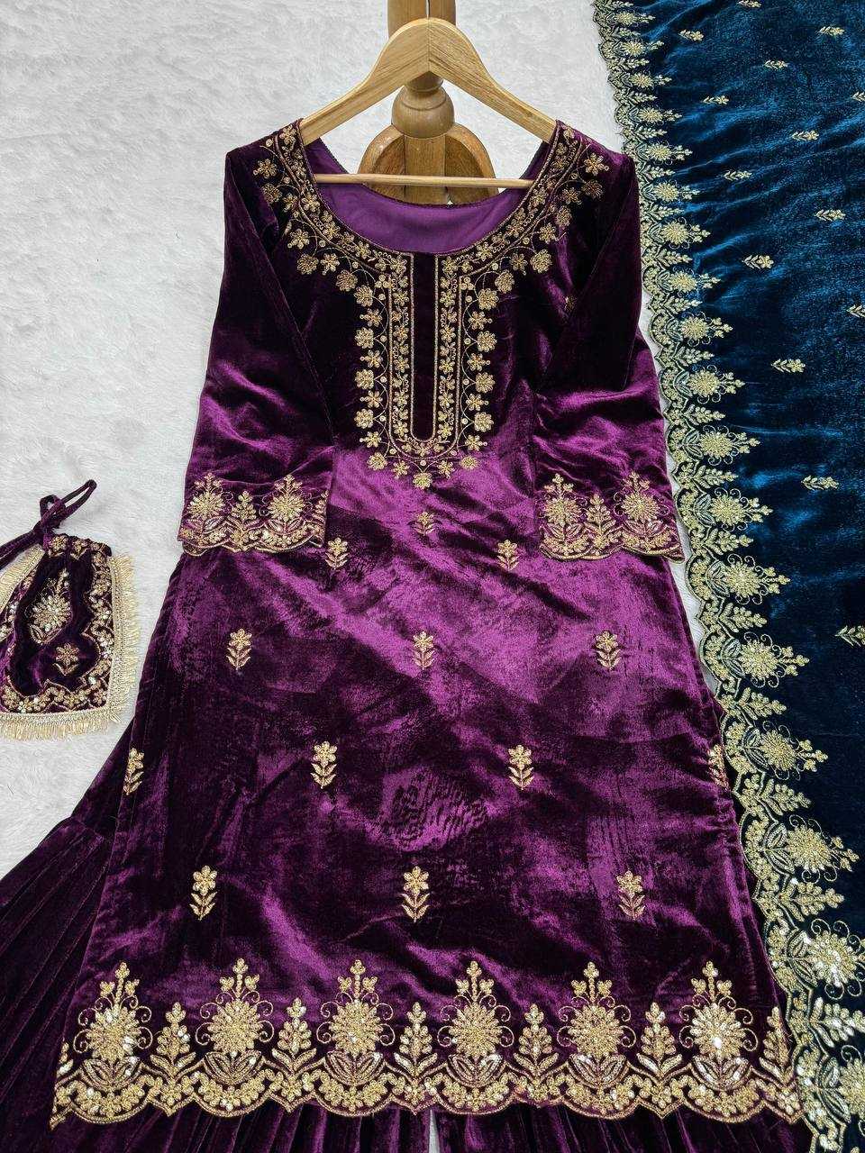 YNF VELVET RIN169 5778 SUITS & DRESSES WHOLESALE EMBROIDEREY WEDDING SHARARA SALWAR VELVET SUITS MANUFACTURE- Kapda Export