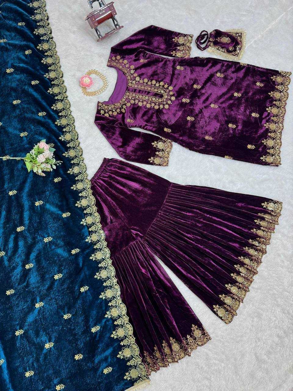 YNF VELVET RIN169 5778 SUITS & DRESSES WHOLESALE EMBROIDEREY WEDDING SHARARA SALWAR VELVET SUITS MANUFACTURE- Kapda Export