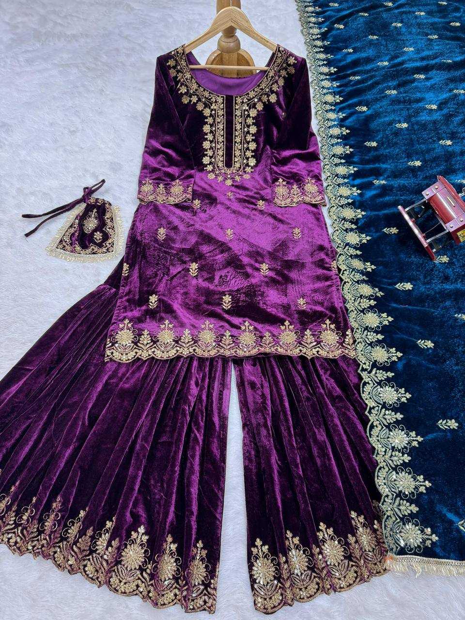 YNF VELVET RIN169 5778 SUITS & DRESSES WHOLESALE EMBROIDEREY WEDDING SHARARA SALWAR VELVET SUITS MANUFACTURE- Kapda Export