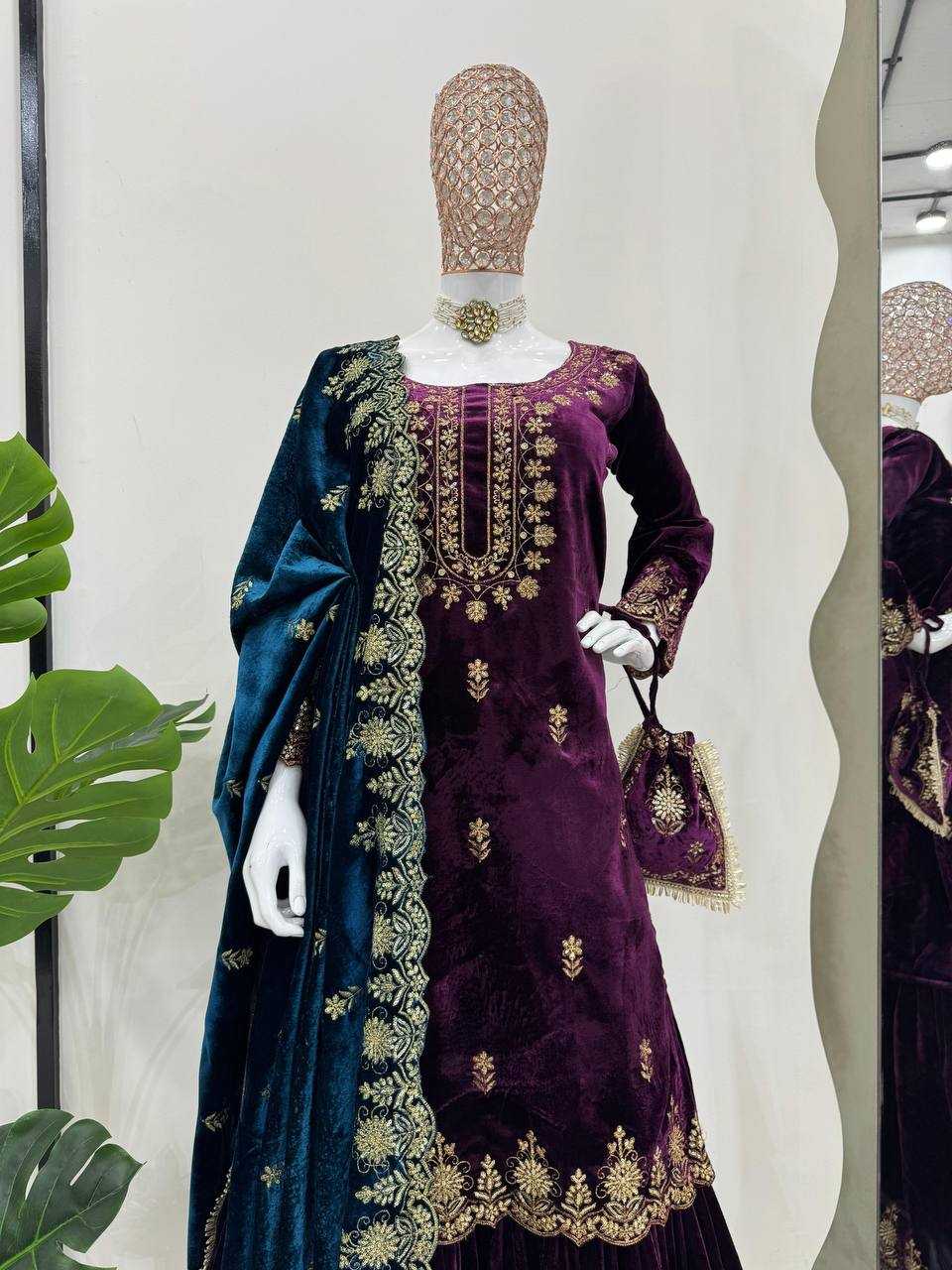 YNF VELVET RIN169 5778 SUITS & DRESSES WHOLESALE EMBROIDEREY WEDDING SHARARA SALWAR VELVET SUITS MANUFACTURE- Kapda Export