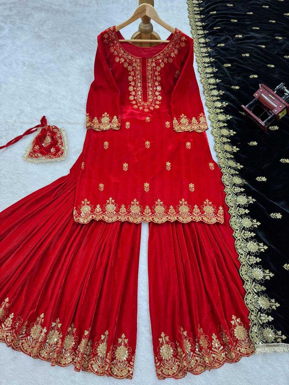 YNF VELVET RIN169 5778 SUITS & DRESSES WHOLESALE EMBROIDEREY WEDDING SHARARA SALWAR VELVET SUITS MANUFACTURE- Kapda Export