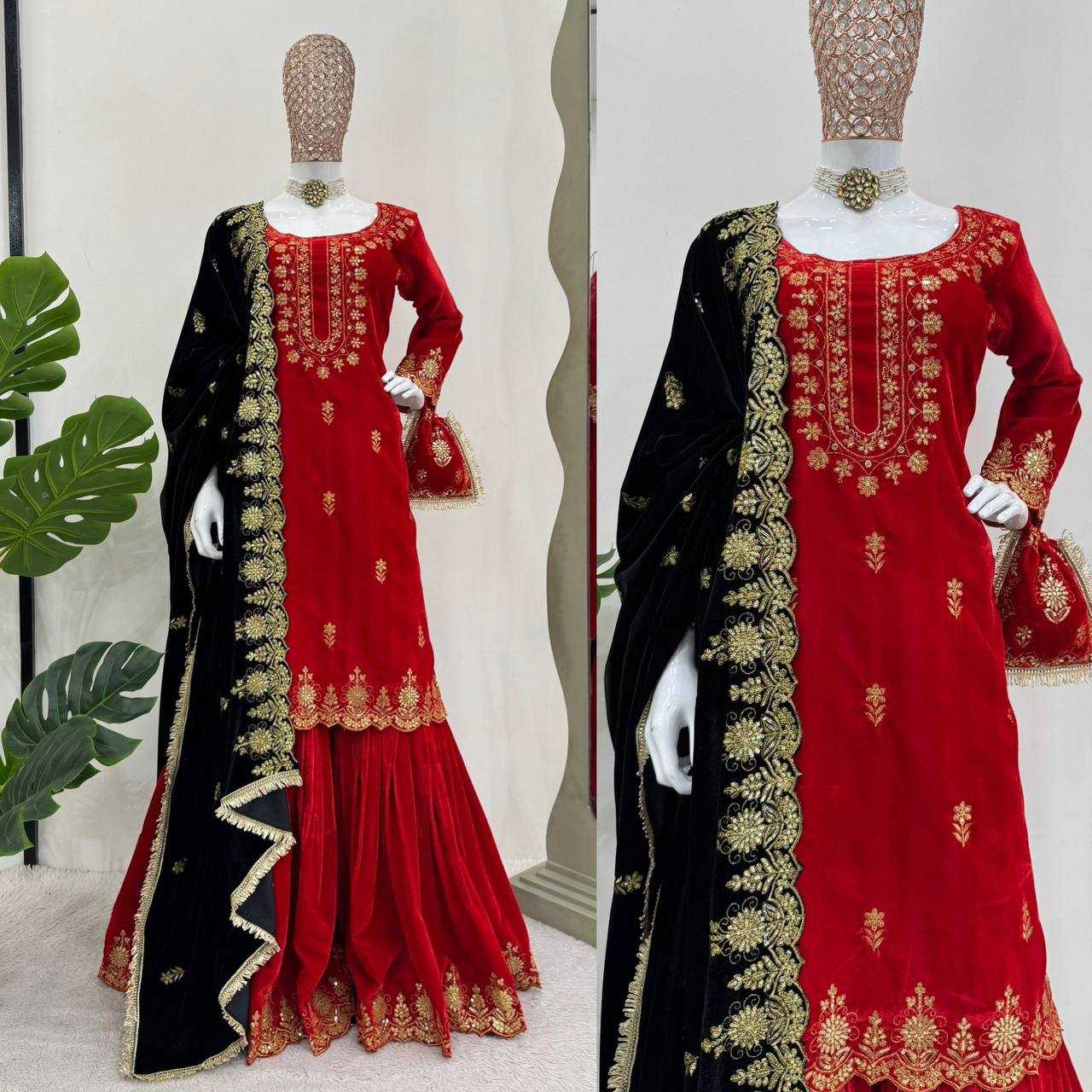 YNF VELVET RIN169 5778 SUITS & DRESSES WHOLESALE EMBROIDEREY WEDDING SHARARA SALWAR VELVET SUITS MANUFACTURE- Kapda Export