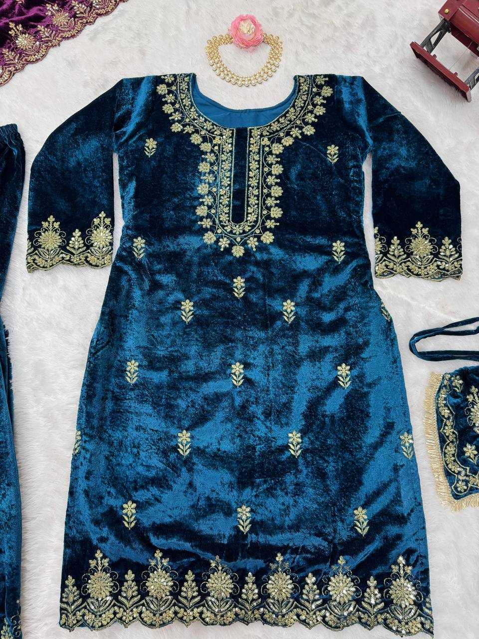 YNF VELVET RIN169 5778 SUITS & DRESSES WHOLESALE EMBROIDEREY WEDDING SHARARA SALWAR VELVET SUITS MANUFACTURE- Kapda Export