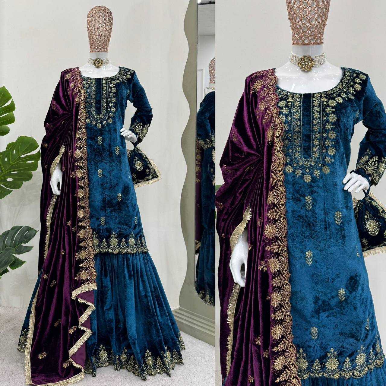 YNF VELVET RIN169 5778 SUITS & DRESSES WHOLESALE EMBROIDEREY WEDDING SHARARA SALWAR VELVET SUITS MANUFACTURE- Kapda Export