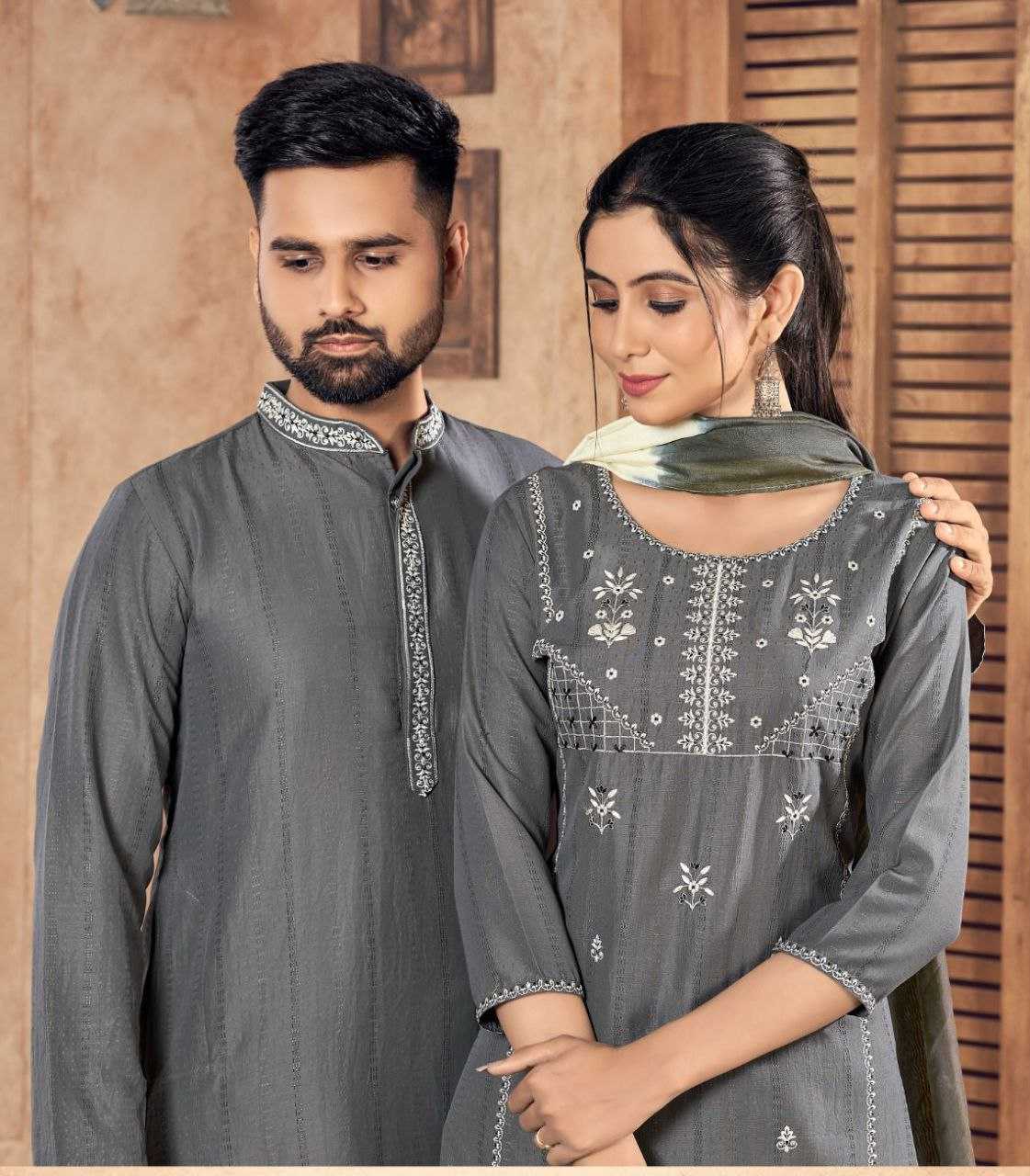 YNF VISCOSE KESH246 Soul Mates COUPLE WEAR WHOLESALE MENS KURTA PAYJAM & FEMALE KURTIS BOTTOM MANUFACTURER- Kapda Export