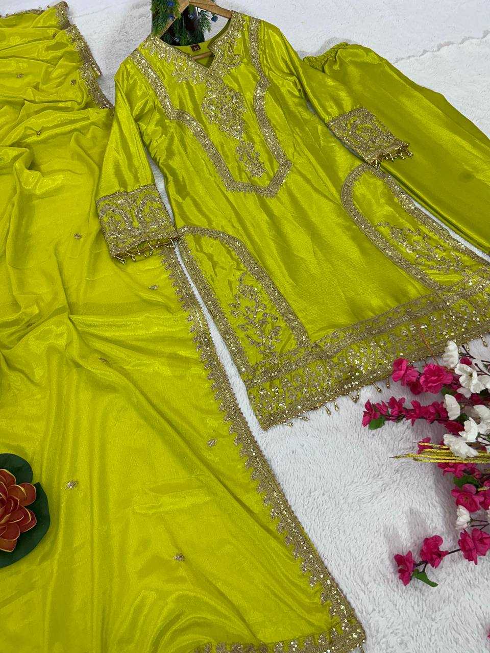 YNF CHINON SILK KESH399 3106 SUITS & DRESSES WHOLESALE SILK  EMBROIDERY DESIGNER SUITS MANUFACTURER- Kapda Export