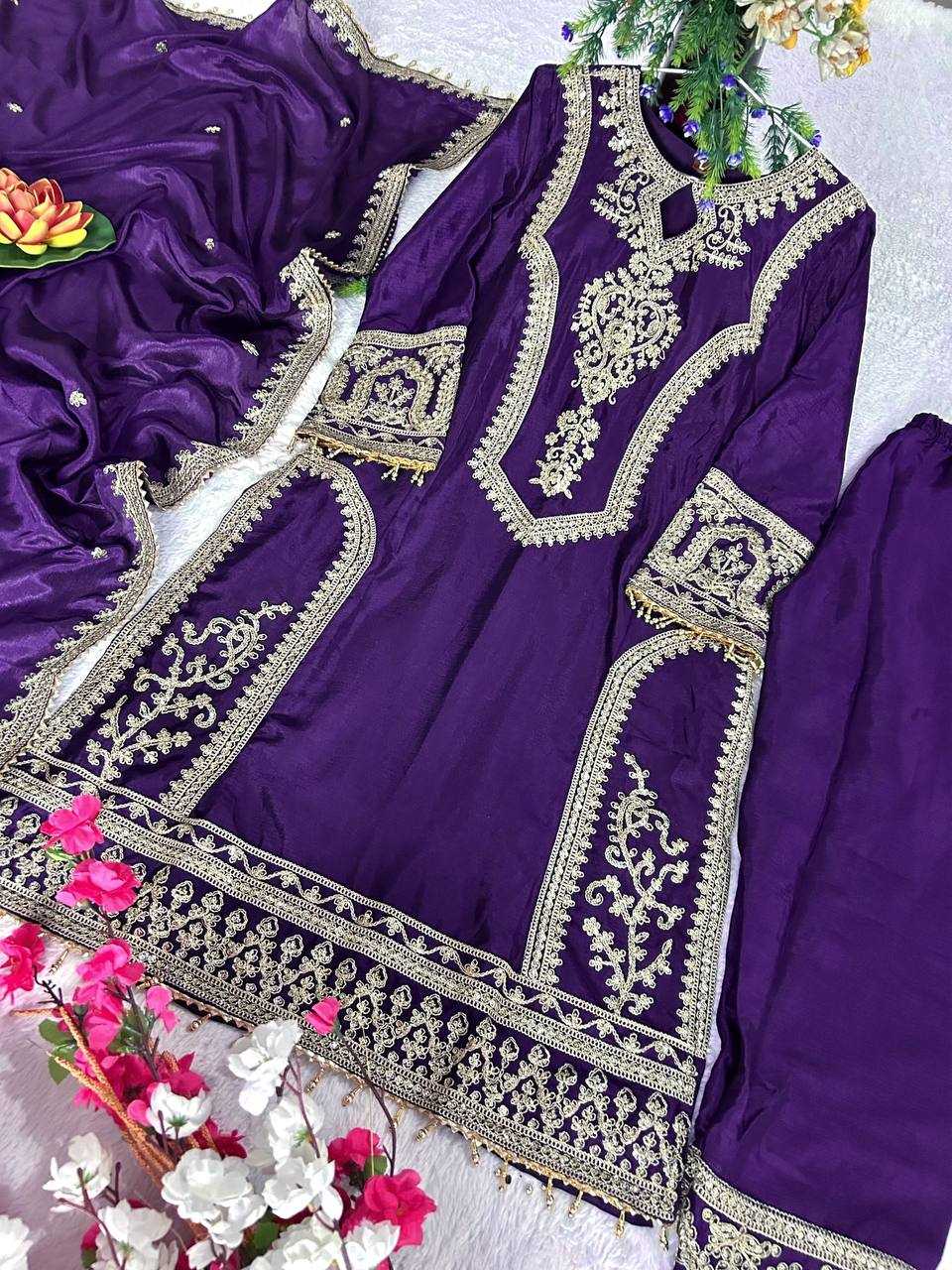 YNF CHINON SILK KESH399 3106 SUITS & DRESSES WHOLESALE SILK  EMBROIDERY DESIGNER SUITS MANUFACTURER- Kapda Export