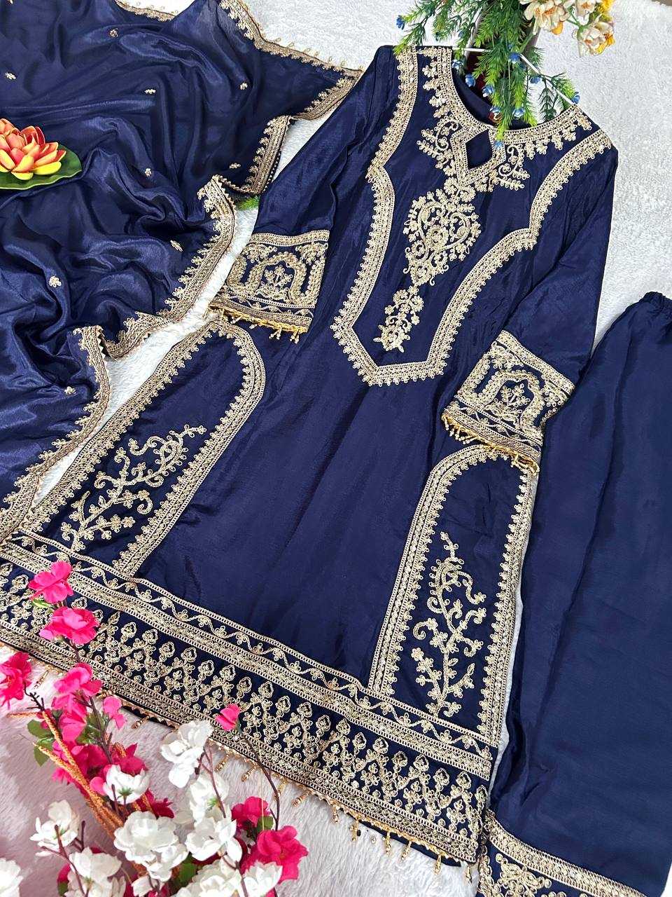 YNF CHINON SILK KESH399 3106 SUITS & DRESSES WHOLESALE SILK  EMBROIDERY DESIGNER SUITS MANUFACTURER- Kapda Export