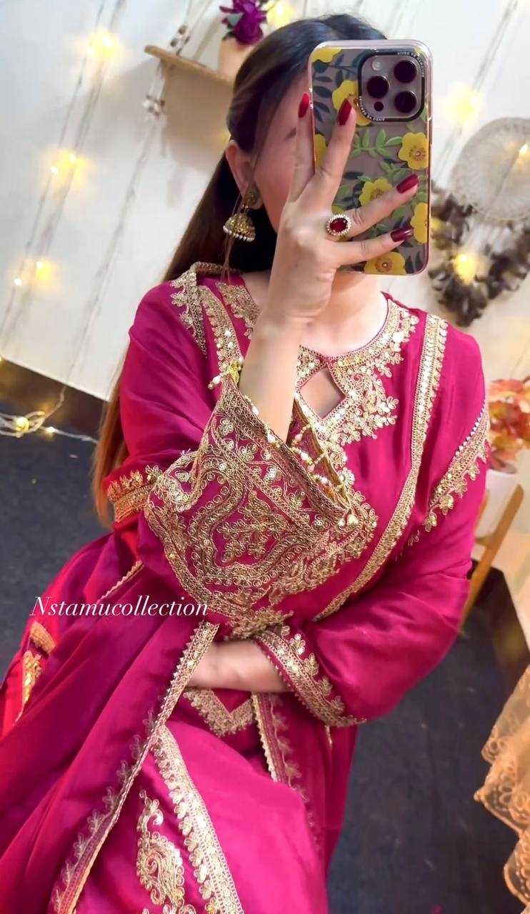 YNF CHINON SILK KESH399 3106 SUITS & DRESSES WHOLESALE SILK  EMBROIDERY DESIGNER SUITS MANUFACTURER- Kapda Export