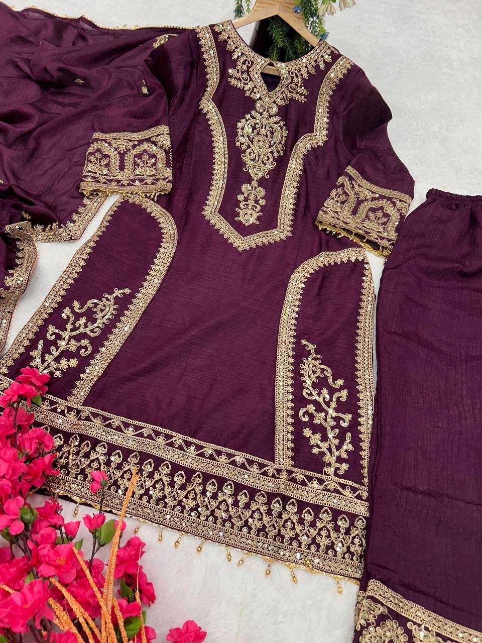 YNF CHINON SILK KESH399 3106 SUITS & DRESSES WHOLESALE SILK  EMBROIDERY DESIGNER SUITS MANUFACTURER- Kapda Export