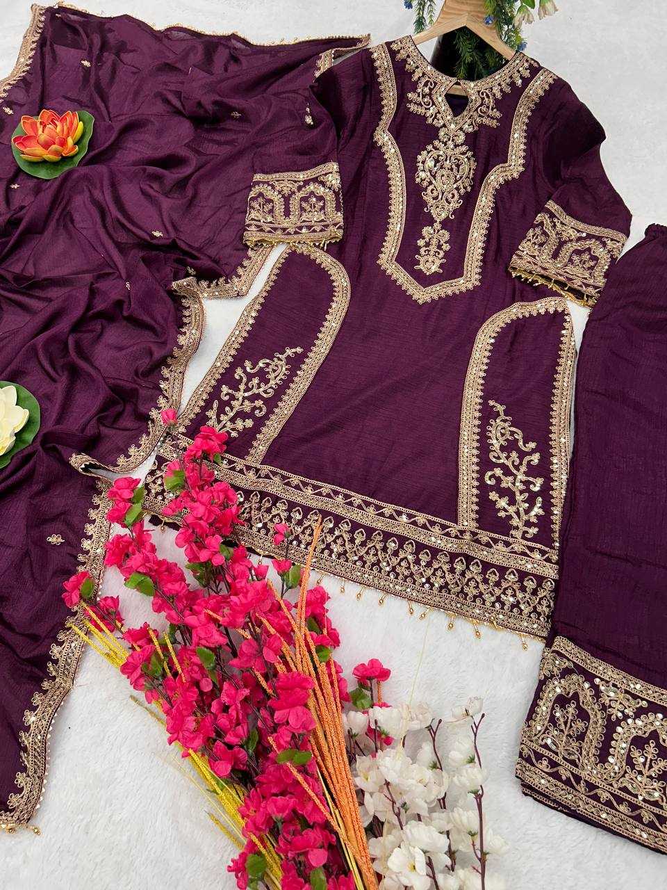 YNF CHINON SILK KESH399 3106 SUITS & DRESSES WHOLESALE SILK  EMBROIDERY DESIGNER SUITS MANUFACTURER- Kapda Export