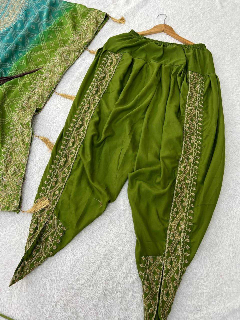 YNF CHINON SILK KESH399 3129 KURTI WHOLESALE SILK EMBROIDERED KAFTAN KURTI WITH DHOTI MANUFACTURER- Kapda Export