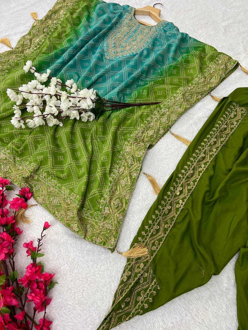 YNF CHINON SILK KESH399 3129 KURTI WHOLESALE SILK EMBROIDERED KAFTAN KURTI WITH DHOTI MANUFACTURER- Kapda Export