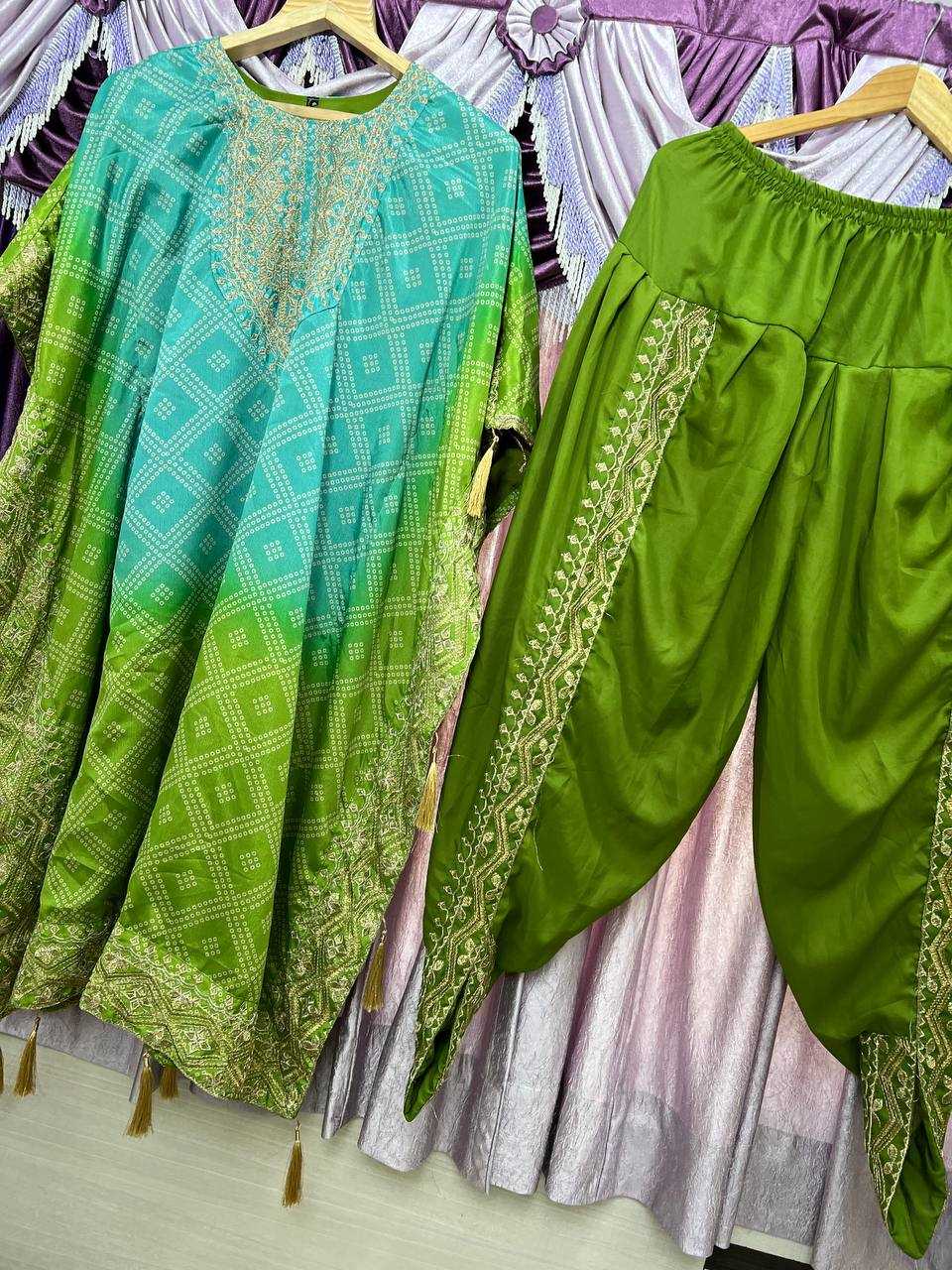 YNF CHINON SILK KESH399 3129 KURTI WHOLESALE SILK EMBROIDERED KAFTAN KURTI WITH DHOTI MANUFACTURER- Kapda Export