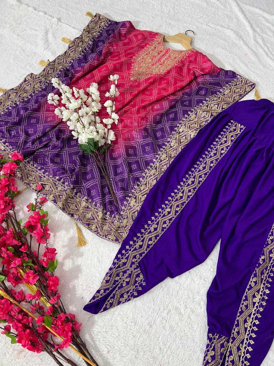 YNF CHINON SILK KESH399 3129 KURTI WHOLESALE SILK EMBROIDERED KAFTAN KURTI WITH DHOTI MANUFACTURER- Kapda Export