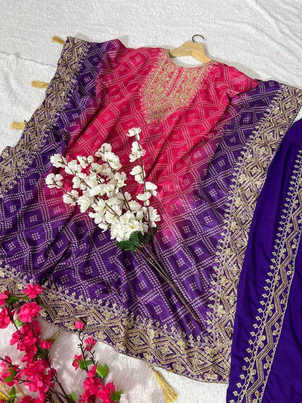 YNF CHINON SILK KESH399 3129 KURTI WHOLESALE SILK EMBROIDERED KAFTAN KURTI WITH DHOTI MANUFACTURER- Kapda Export