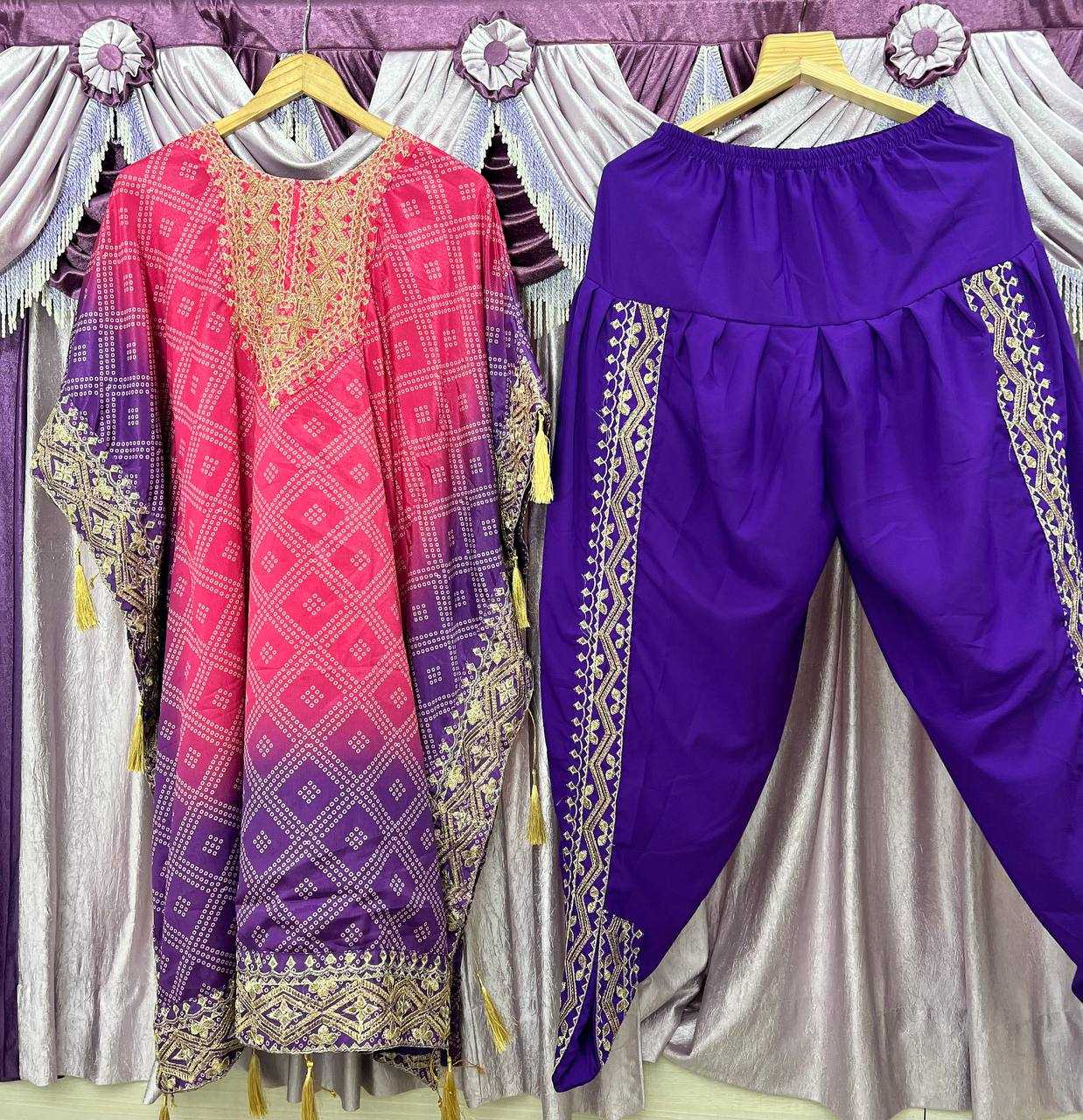 YNF CHINON SILK KESH399 3129 KURTI WHOLESALE SILK EMBROIDERED KAFTAN KURTI WITH DHOTI MANUFACTURER- Kapda Export