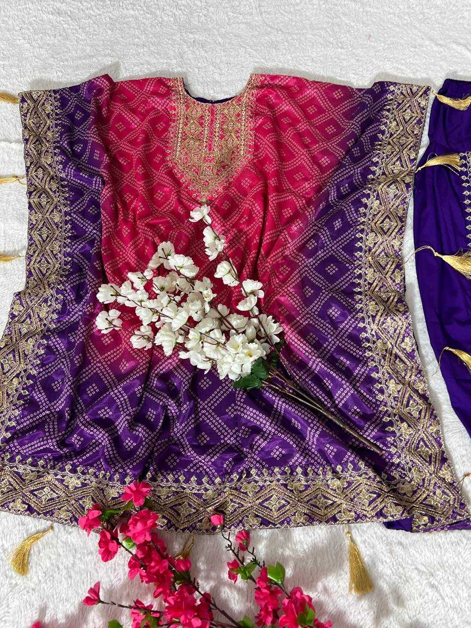 YNF CHINON SILK KESH399 3129 KURTI WHOLESALE SILK EMBROIDERED KAFTAN KURTI WITH DHOTI MANUFACTURER- Kapda Export